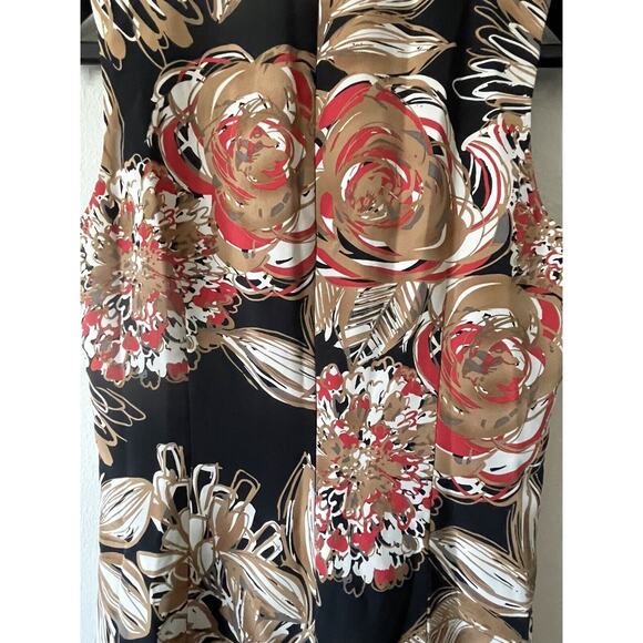 ~ TRINA TURK ~ Sz 4 Shift Dress Pleated Floral Sleeveless Scoop Neck ~ FALL - Picture 6 of 8